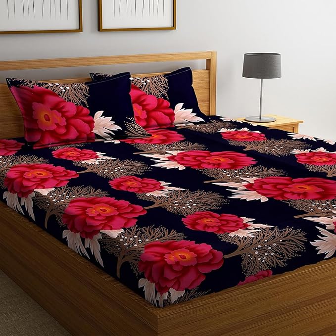Double Bedsheet with 2 Pillow Covers, (90 x 90 Inches,) Blue Red | SnoozeBerry Premium Bedsheets (Copy)