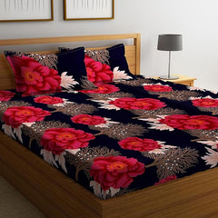 Double Bedsheet with 2 Pillow Covers, (90 x 90 Inches,) Blue Red | SnoozeBerry Premium Bedsheets (Copy)